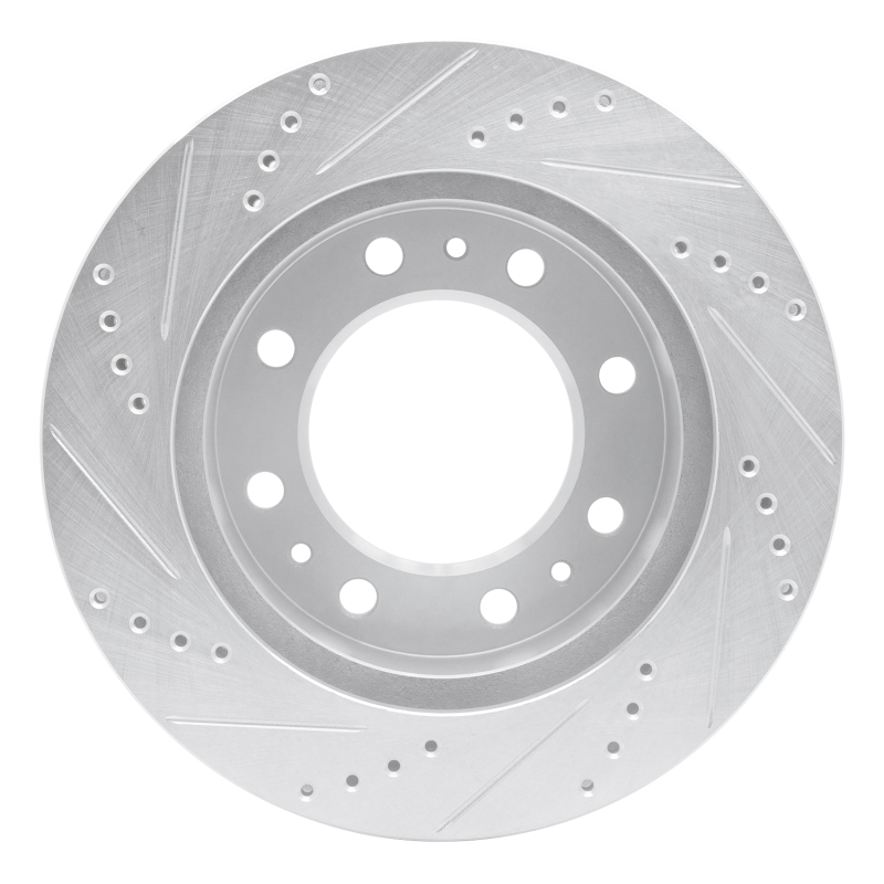 Cadillac DTS Brake Rotor (1) - Front Right - R1 Concepts - Drilled & Slotted - Silver - `06-`11